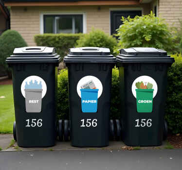 Huisnummer scheidingsronde container sticker - TenStickers