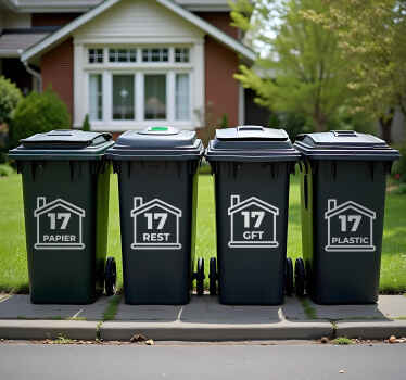 Huisnummer huis met scheiding container sticker - TenStickers