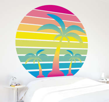 Muursticker jaren 80 palmbomen - TenStickers