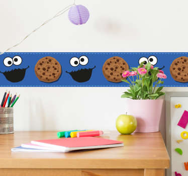 Vinilo infantil que alterna la ilustración de la cara del personaje más loco de esta mítica serie de los 80 y el dibujo de una galleta.