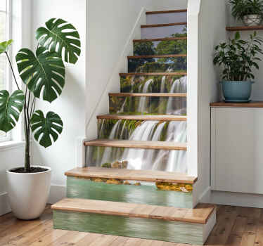 Nature waterfall stair riser sticker - TenStickers