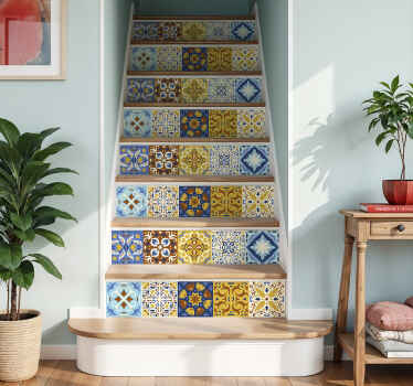 Spanish tiles coloured stair riser sticker - TenStickers