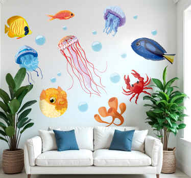 Muursticker kinderkamer dieren onderwatermotief - TenStickers