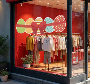 Easter eggs and ribbon shop window sticker - TenStickers