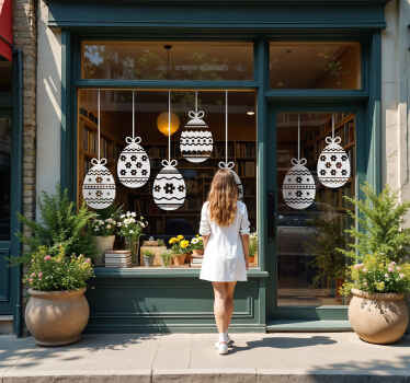 Hanging easter eggs shop window sticker - TenStickers