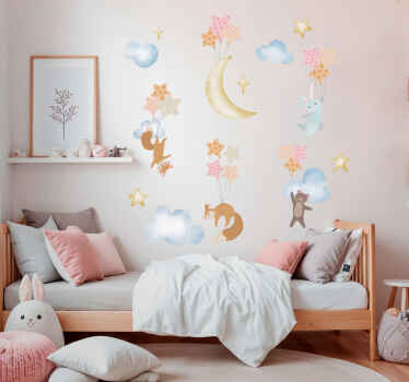 Forest animals with airballoons wall sticker - TenStickers