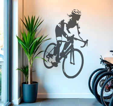 Female cyclist cycling decal - TenStickers