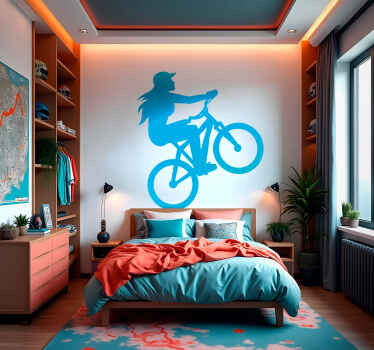 Girl biker cycling decal - TenStickers