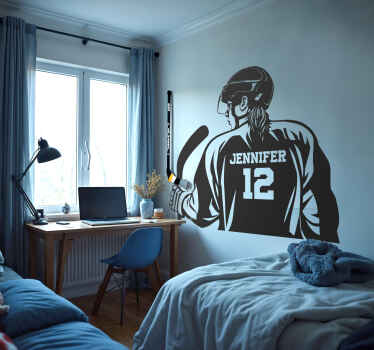 Girl hockey player wall sticker - TenStickers