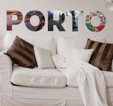 Vinilo decorativo fotomural texto Porto - TenVinilo