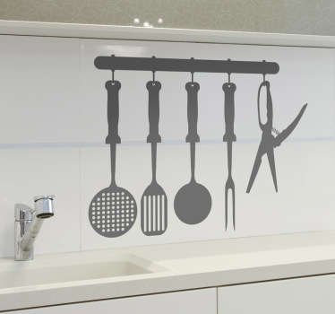 Vinil decorativo para cozinha silhueta untensilios - TenStickers