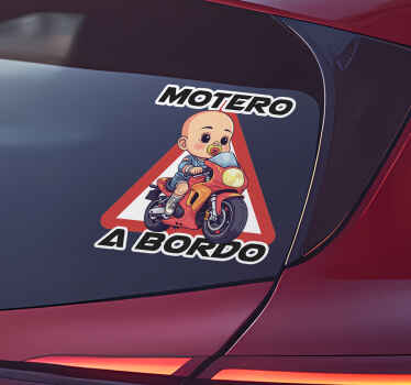 Pegatina coche bebé motera a bordo - TenVinilo