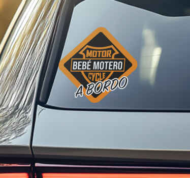 Pegatina coche bebé motero a bordo - TenVinilo