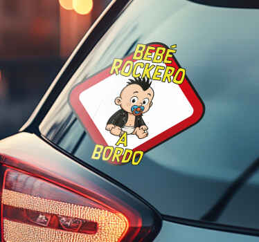 Pegatina coche bebé rockero a bordo - TenVinilo