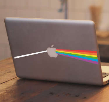 Laptop sticker specially designed for MacBook devices, the iconic image of one of the most famous records of  Pink Floyd, "The Dark Side Of The Moon".