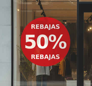 Vinilo rebajas descuento redondeado rojo - TenVinilo