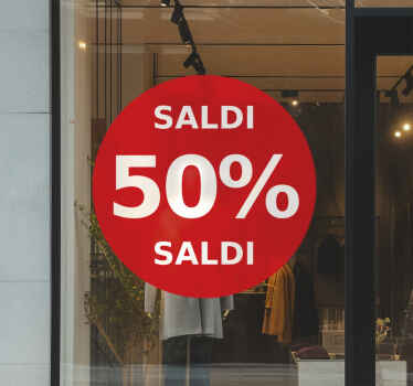 Adesivo saldi sconto arrotondato rosso - TenStickers