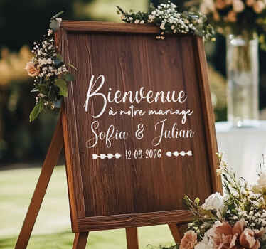 Sticker personnalisé mariage planche de bois sur mesure - TenStickers