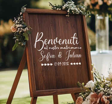 Adesivo matrimonio tavola di legno personalizzata - TenStickers
