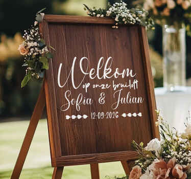 Op maat gemaakte houten plank sticker bruiloft - TenStickers