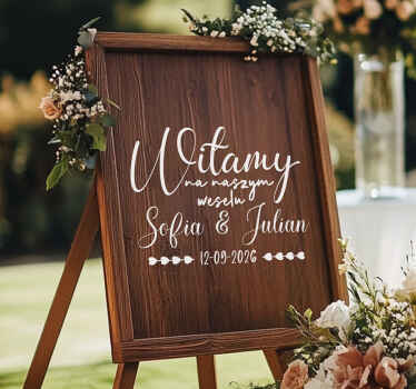 Naklejka na ślub niestandardowa deska drewniana - TenStickers