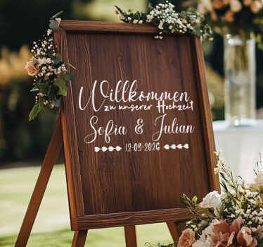 Hochzeitsticker benutzerdefinierte holzbrett - TenStickers