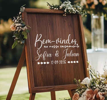 Autocolante de casamento tábua de madeira personalizada - TenStickers
