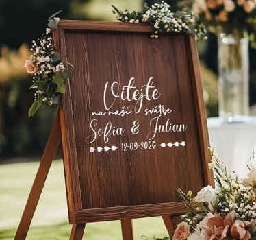 Dřevěné prkno na míru svatební samolepka - TenStickers