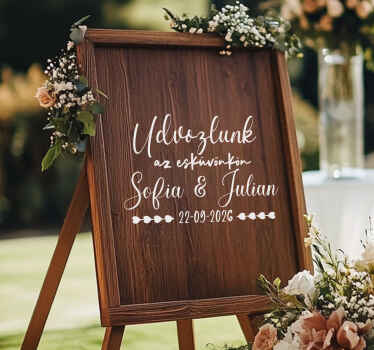 Egyedi fa deszka esküvői matrica - TenStickers