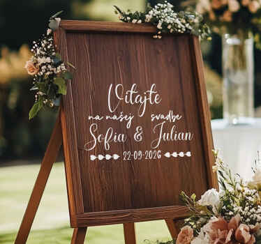 Svadobná nálepka drevená doska na mieru - Tenstickers