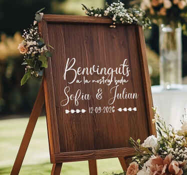 Pegatina boda tablón de madera personalizado (catalán) - TenVinilo