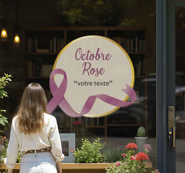 Sticker vitrine rose d'octobre personnalisée - TenStickers