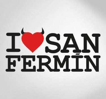 Pegatina para coche original I love San Fermín - TenVinilo
