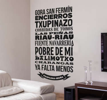 Vinilo decorativo textos San Fermín - TenVinilo