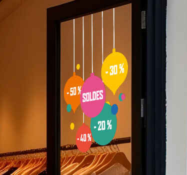Sticker soldes réductions sur les balles multicolores - TenStickers