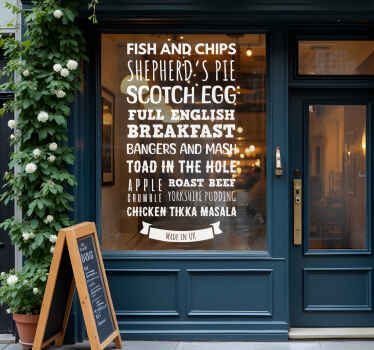 Personalised restaurant menu window decal for business - TenStickers