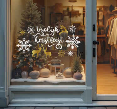 Gouden herten landschap etalage sticker - TenStickers