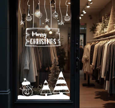 Sticker vitrine décor de noël monochrome - TenStickers