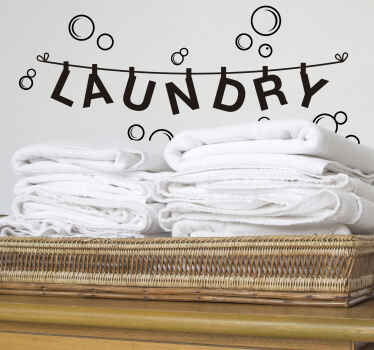 Laundry text bathroom wall sticker - TenStickers