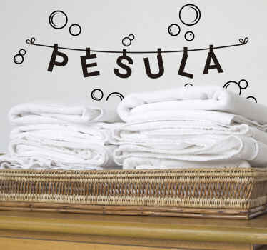 Pyykkiteksti kylpyhuone tarra - Tenstickers