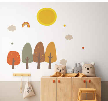 Sticker chambre enfant forêt bohème en automne - TenStickers