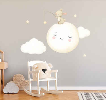 Adesivo murale bambini coniglio sulla luna - TenStickers