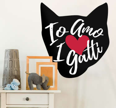 Adesivo murale amo i gatti - TenStickers