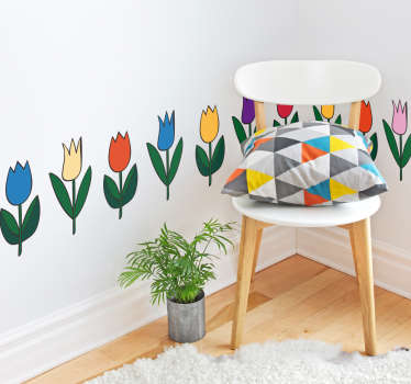 Farvefuld tulipan sticker - TenStickers