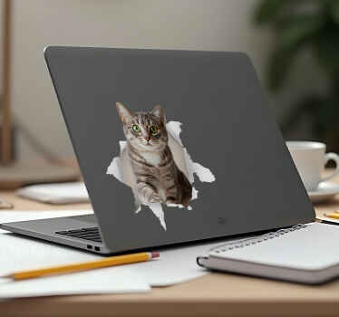 Sticker ordinateur chat 3d - TenStickers