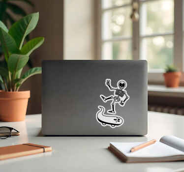 Skater skeleton Laptop sticker - TenStickers
