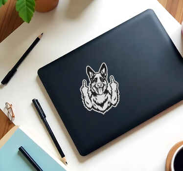 Middle finger dog Laptop sticker - TenStickers