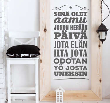 Sinä olet aamu Tekstitarra - Tenstickers