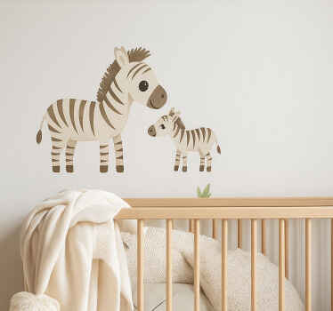Moeder en kind zebra muursticker kinderkamer - TenStickers