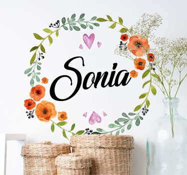 Vinilo flor con nombre personalizable - TenVinilo